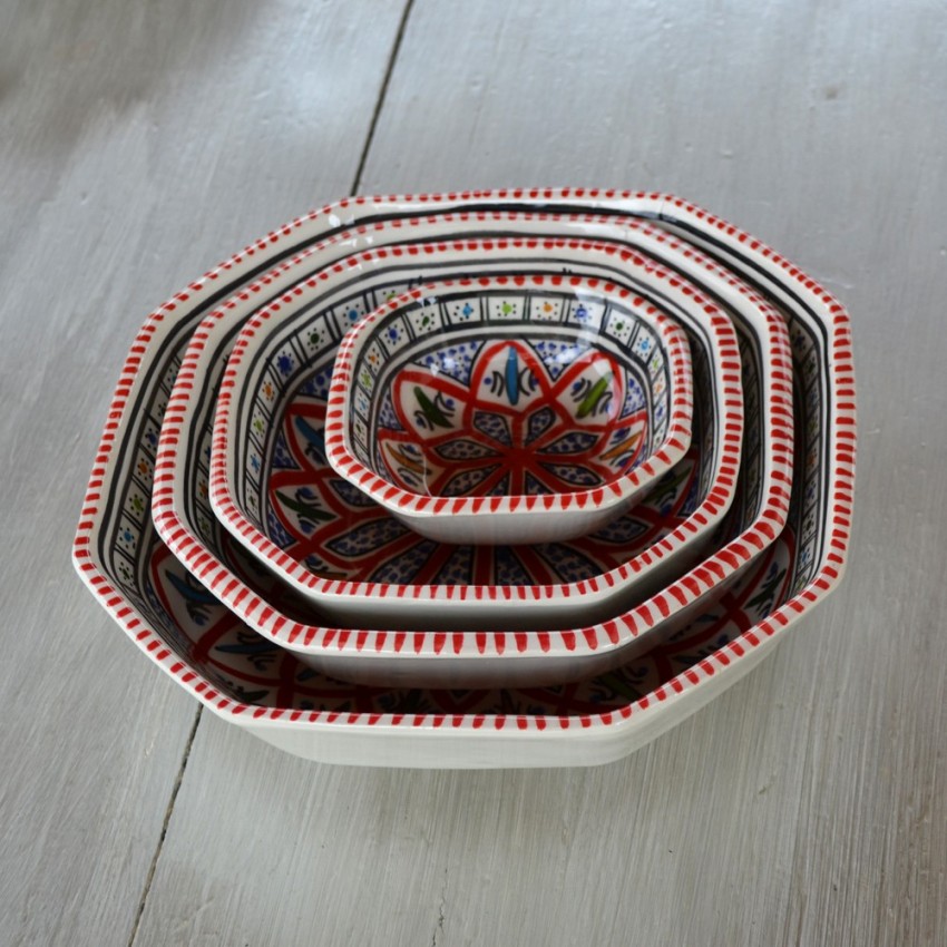 Plat octogonal Bakir rouge - L 16 cm