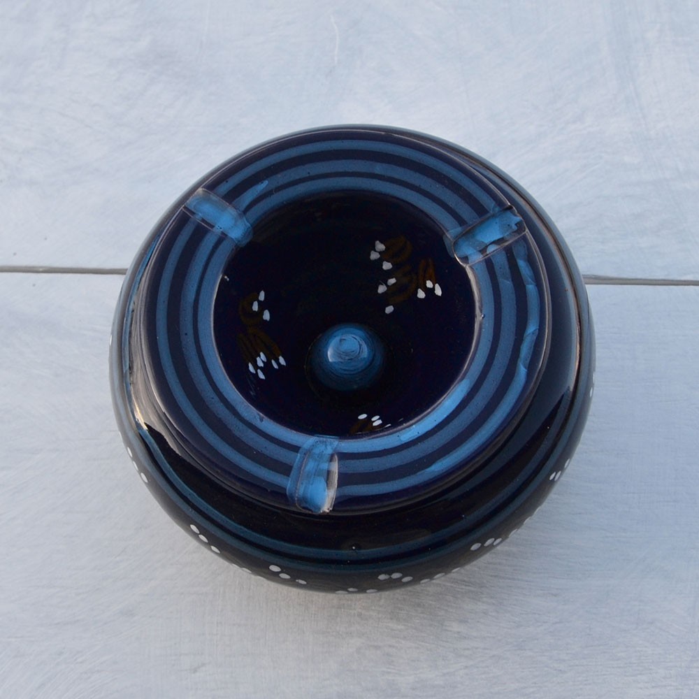 Cendrier marocain Chameau Marbré Bleu et Jaune - Moyen Modèle