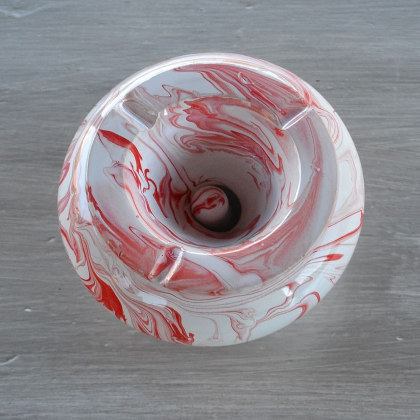 Cendrier anti fumée marbré rouge - grand modèle