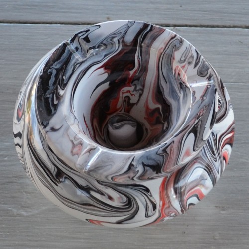 Cendrier anti fumée marbré rouge, noir et blanc - Grand modèle 2