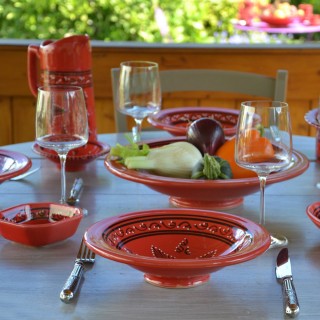 Plat Tebsi Tatoué rouge - D 37 cm