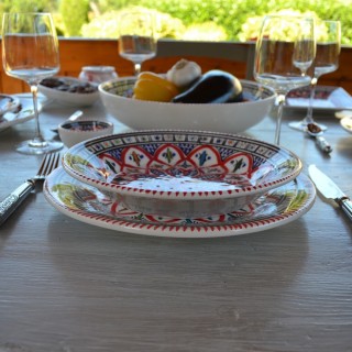 Service à couscous assiettes creuses Bakir rouge - 6 pers