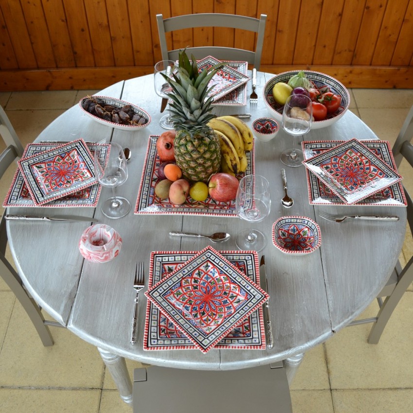 Assiette carrée Bakir rouge - Larg 30 cm