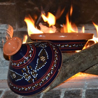 Tajine individuel de cuisson Tatoué Bleu nuit - D 23 cm