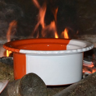 Cocotte Querouana Blanche et Orange - D 20 cm