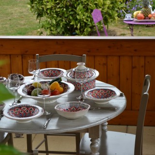 Service à couscous assiettes Tebsi Bakir rouge - 6 pers 