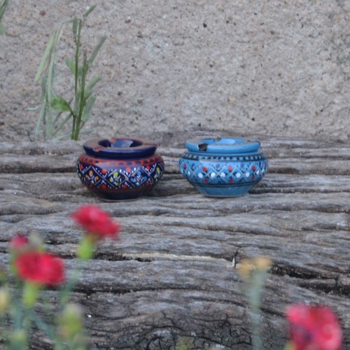 Lot 2 mini cendriers Marrakech bleu nuit et bleu clair - Mini modèle 2