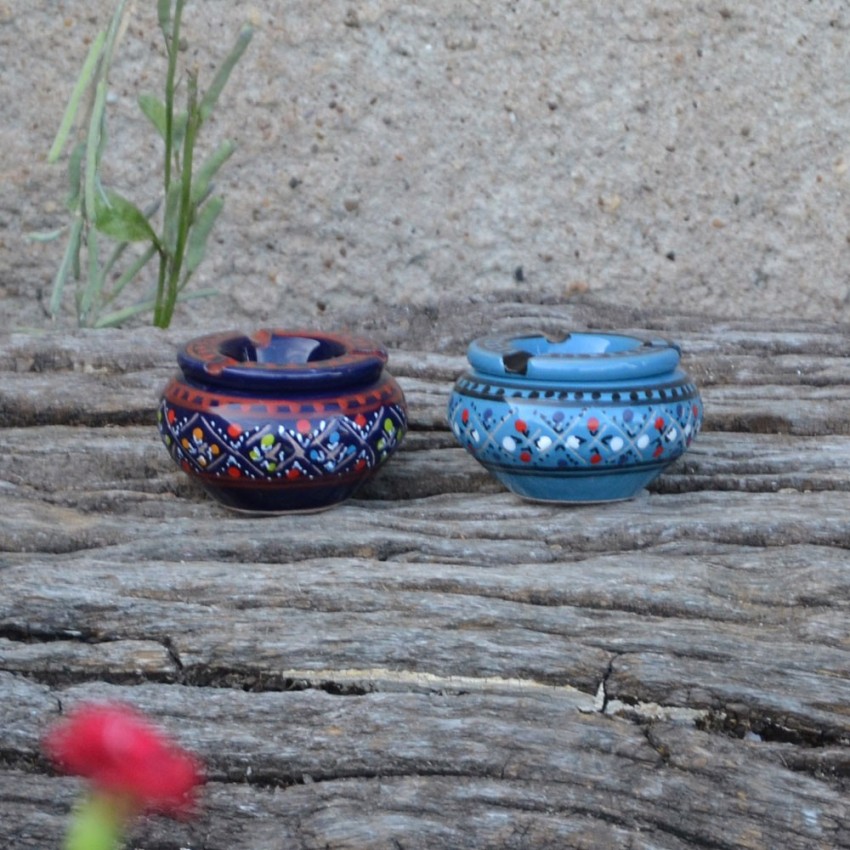 Lot 2 mini cendriers Marrakech bleu nuit et bleu clair - Mini modèle