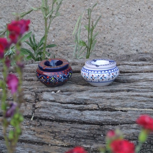 Lot 2 mini cendriers Marrakech bleu nuit et blanc - Mini modèle 2