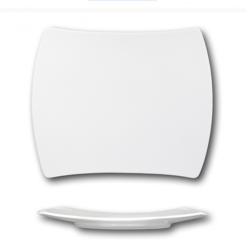 Assiette rectangulaire porcelaine blanche - L 31 cm - Tokio