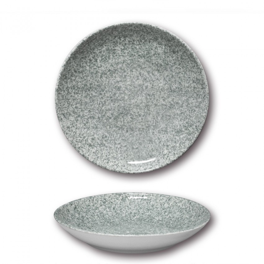 Assiette à couscous porcelaine colorée - D 26 cm - Moucheté gris