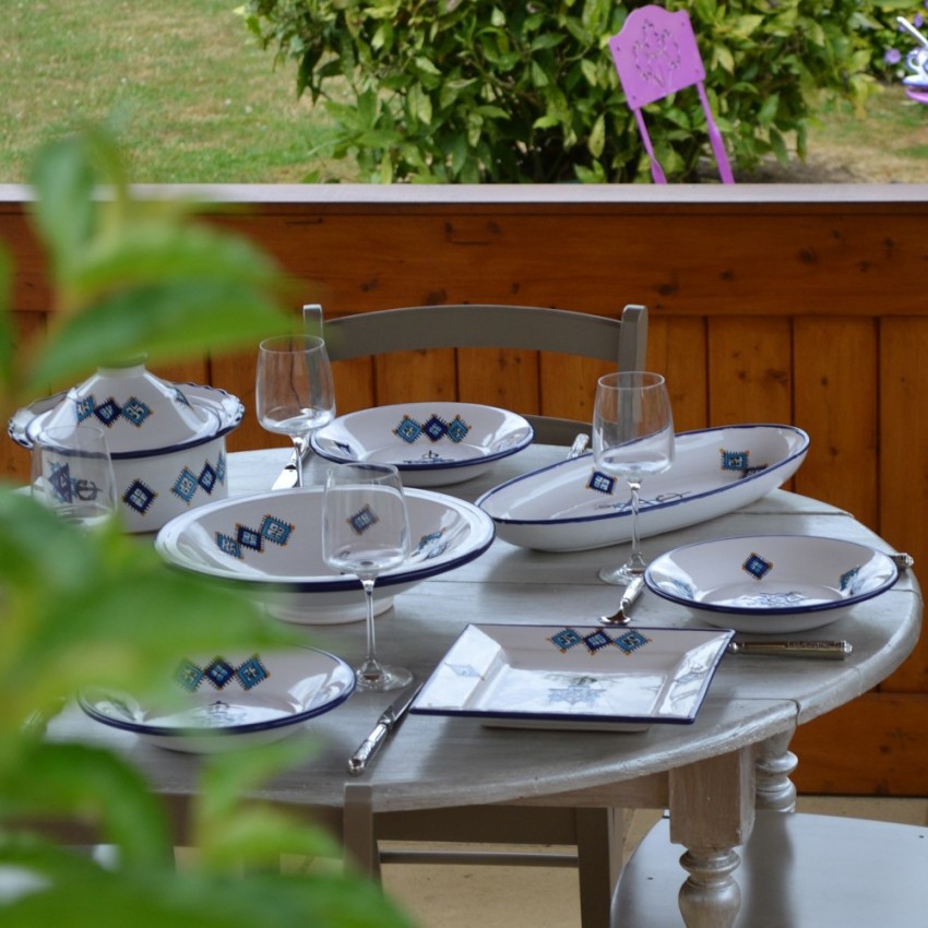 Assiette creuse Khelel bleu - D 24 cm