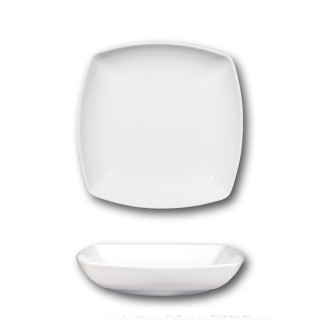 Lot 6 assiettes creuses porcelaine blanche - L 21 cm - Tokio