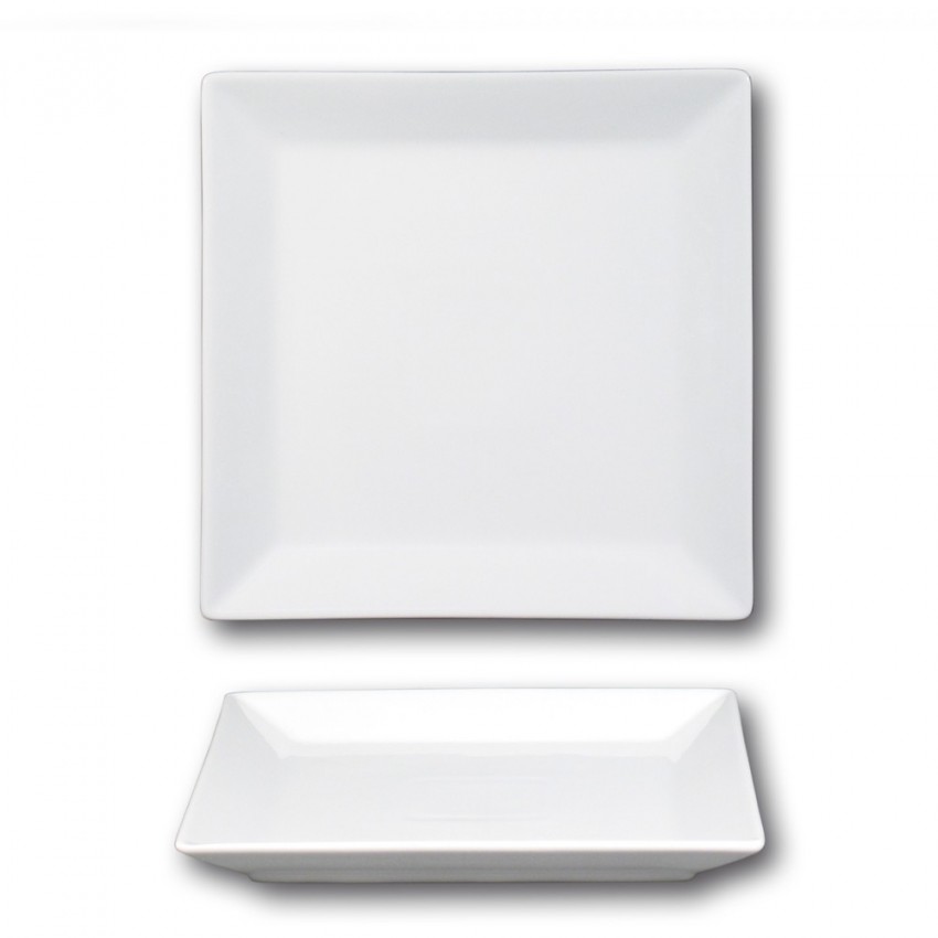 Assiette carrée porcelaine blanche - L 24 cm - Kimi