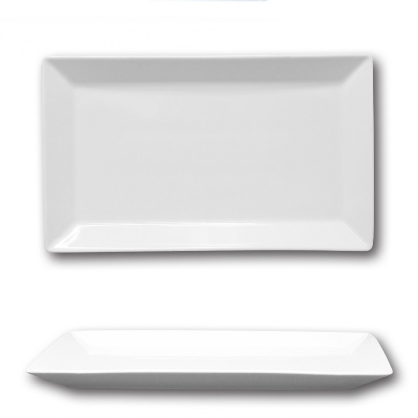 Plat rectangulaire porcelaine blanche - L 33 cm - Kimi