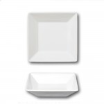Lot de 6 assiettes carrées creuses porcelaine blanche - L 20 cm - Kimi