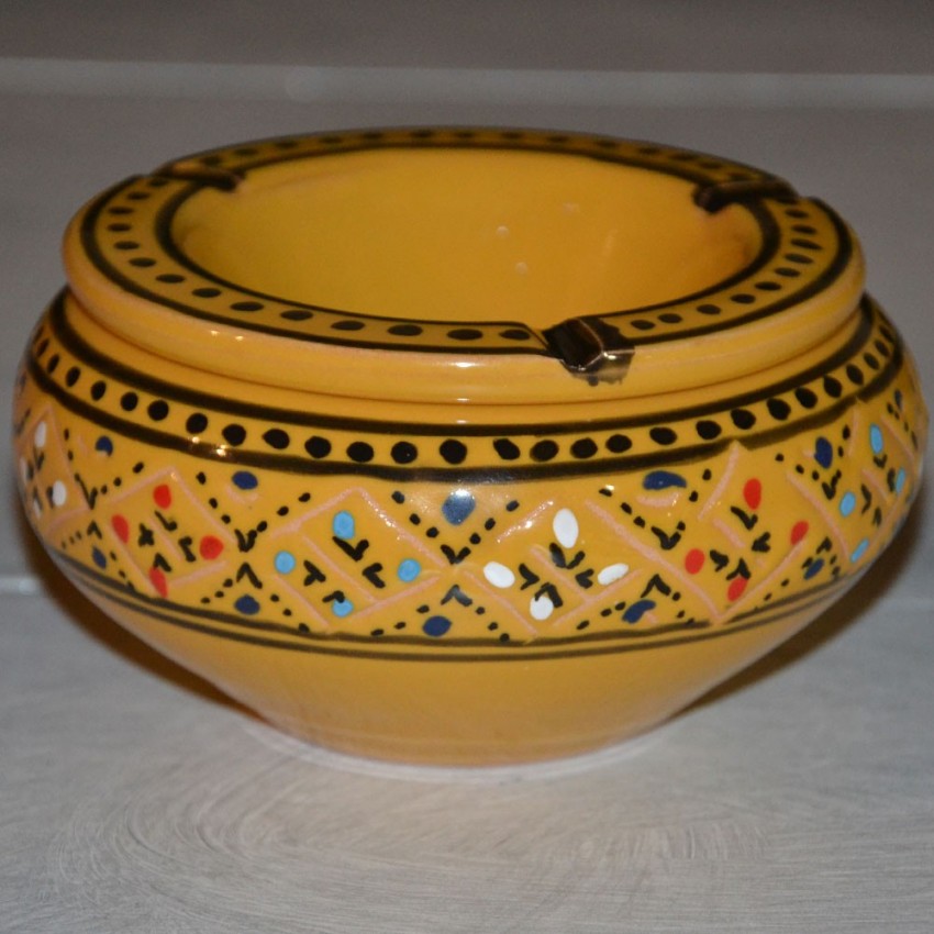 Cendrier anti fumée Marrakech jaune  et noir- Moyen modèle