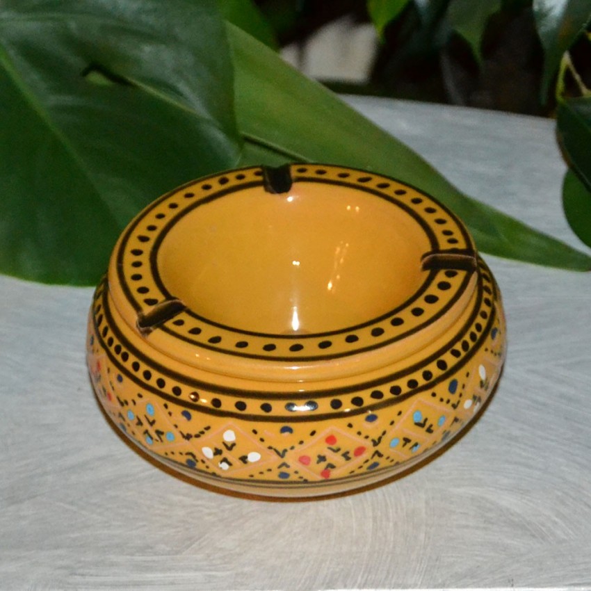 Cendrier anti fumée Marrakech jaune  et noir- Moyen modèle