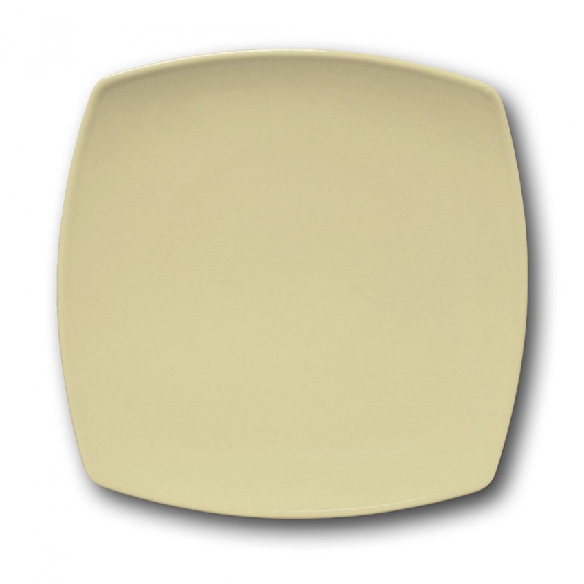 Lot de 6 assiettes plates carrées couleur Crème - L 26 cm - Tokio