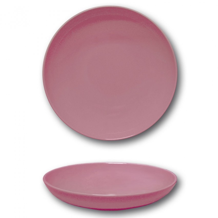 Lot 6 assiettes creuses porcelaine Rose - D 22 cm - Siviglia
