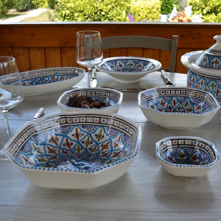 Plat octogonal  Bakir turquoise - L 11 cm