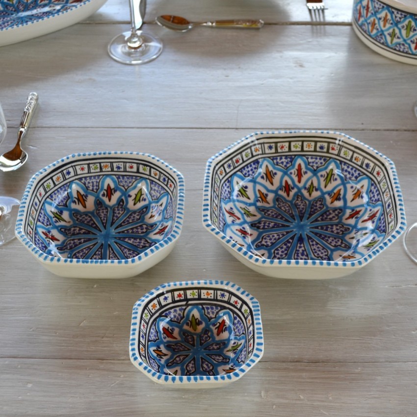 Plat octogonal  Bakir turquoise - L 11 cm