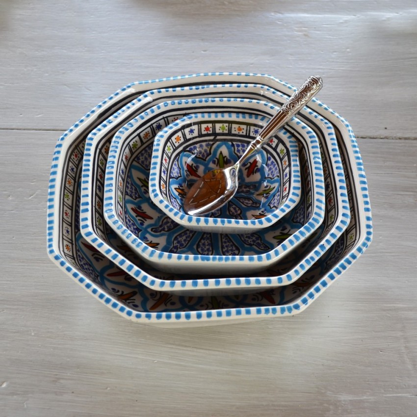 Plat octogonal  Bakir turquoise - L 11 cm