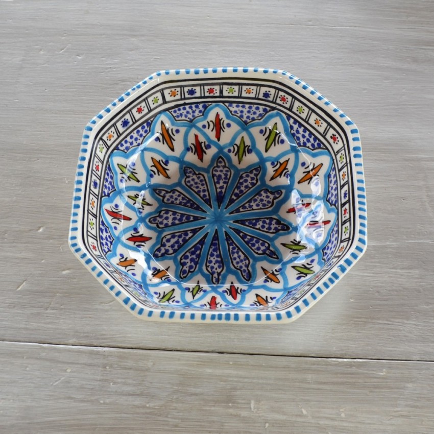 Plat octogonal Bakir turquoise - L 11 cm