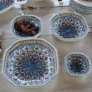 Plat octogonal Bakir turquoise - L 16 cm