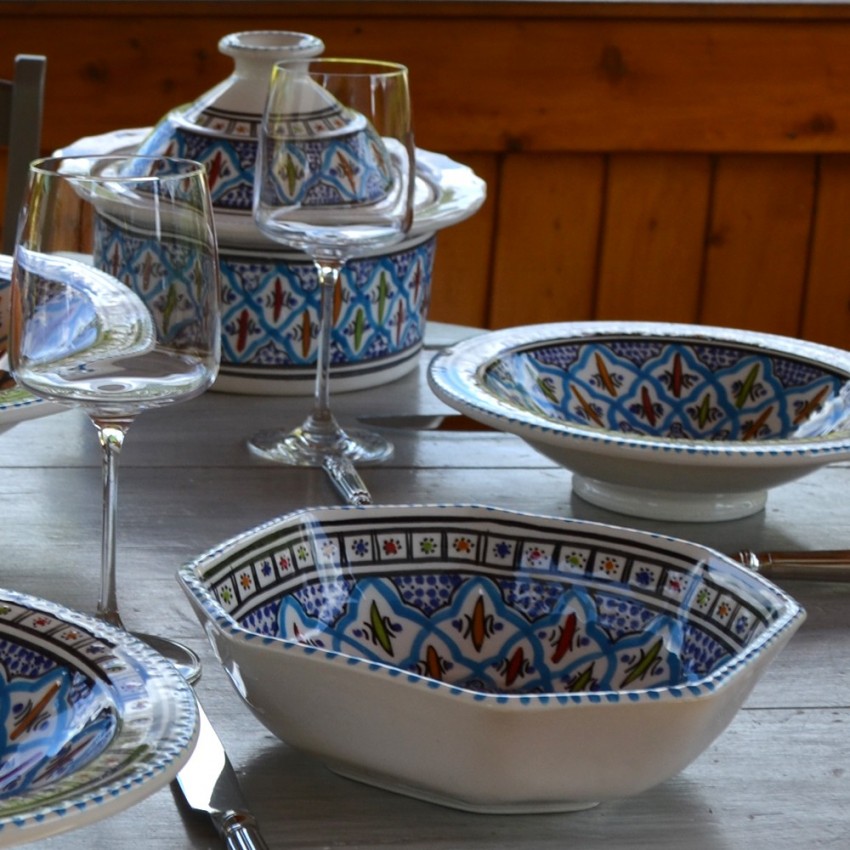 Plat octogonal Bakir turquoise - L 16 cm