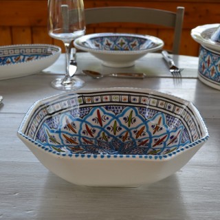 Plat octogonal Bakir turquoise - L 16 cm